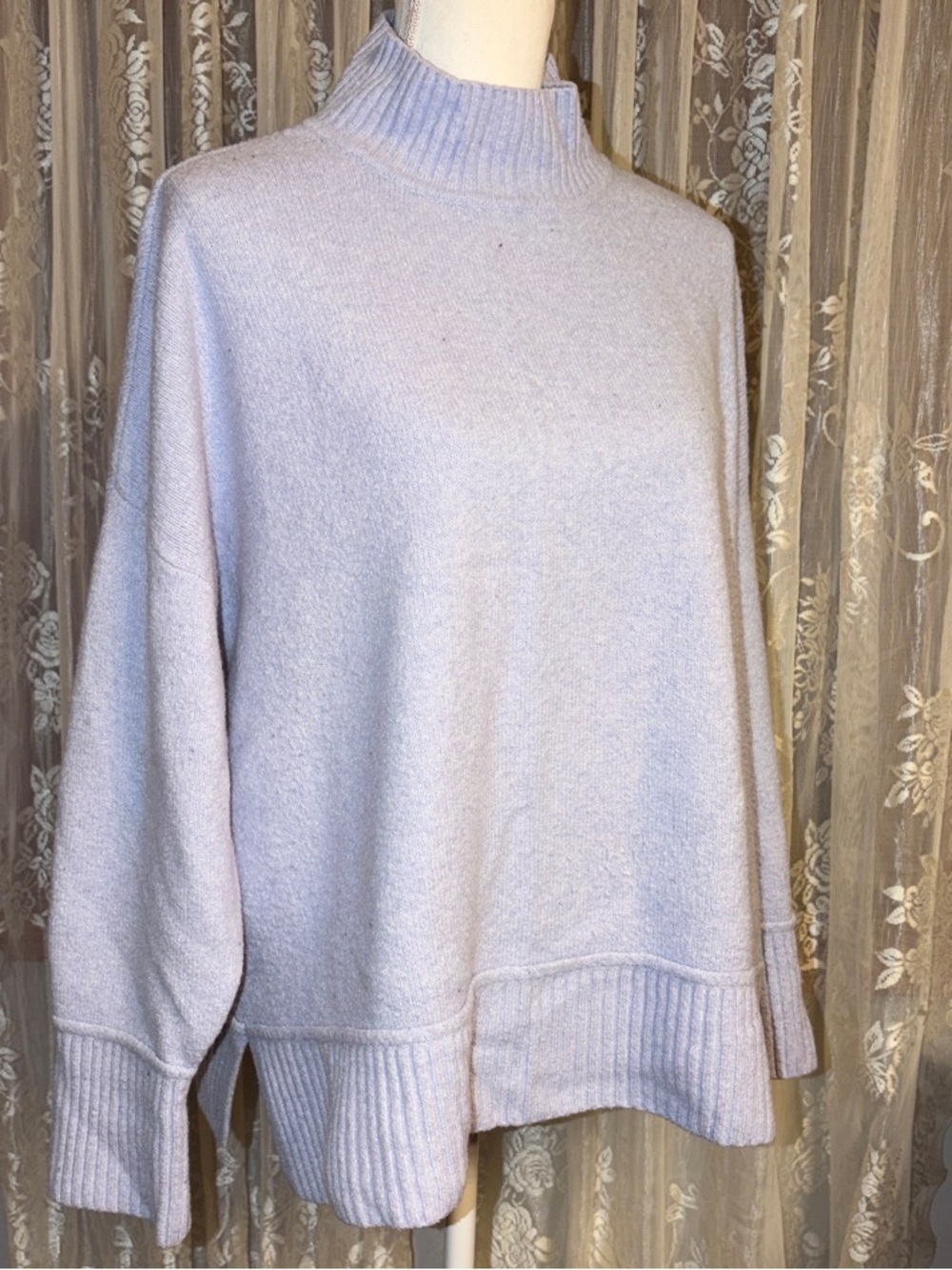 Nine West Lavender Ribbed Mock Neck Sweater